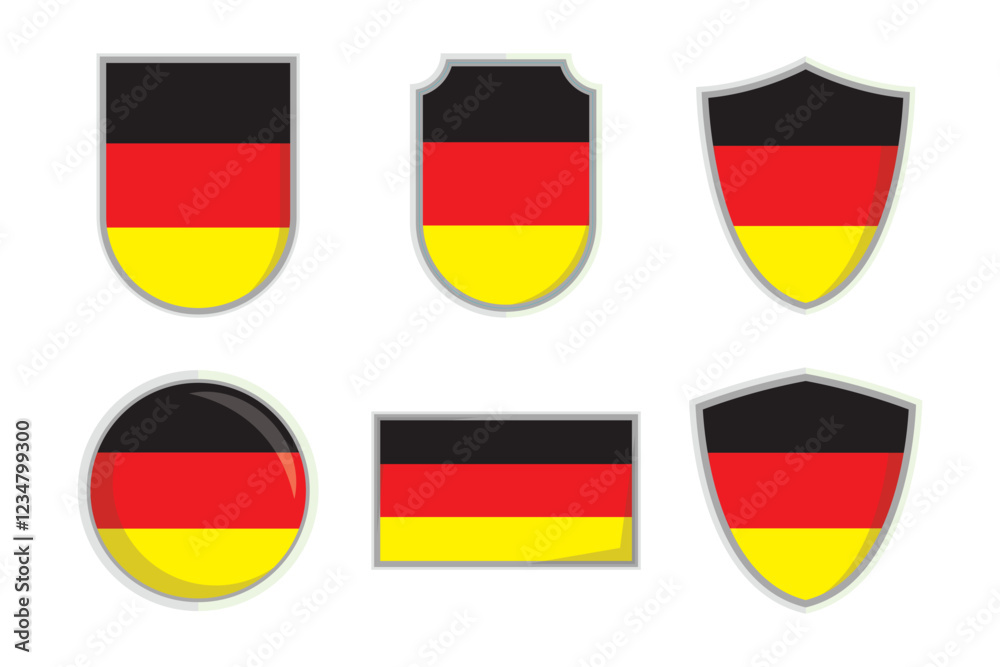 Fototapeta premium Germany national flag shield Badge vector set