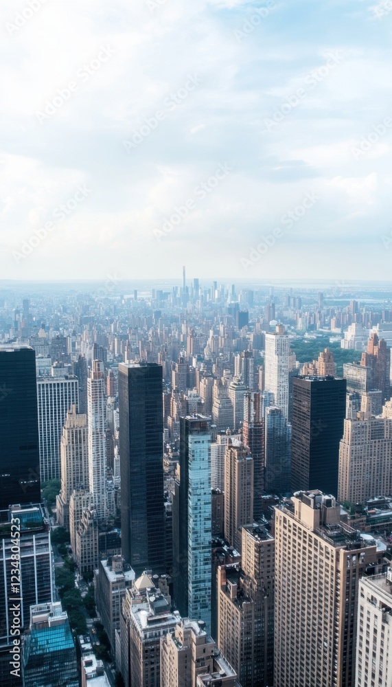 A sprawling cityscape viewed from above, showcasing a dense collection of skyscrapers. A sprawling cityscape viewed from above, showcasing a dense collection of skyscrapers.