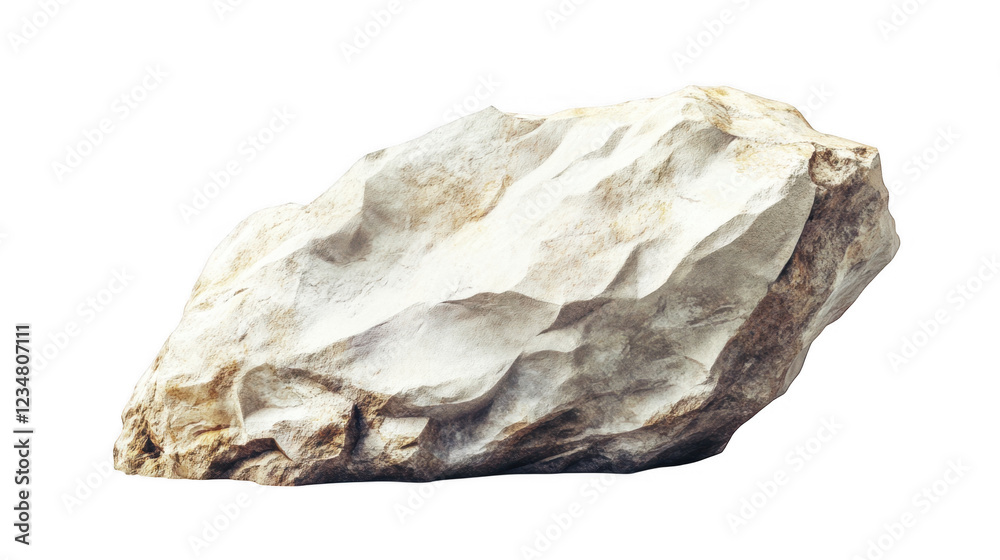 A rough, irregularly shaped stone with a light-colored surface and distinct facets. A rough, irregularly shaped stone with a light-colored surface and distinct facets.