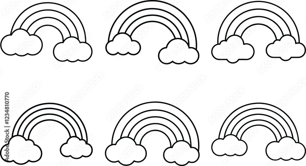 rainbow, with, fluffy, clouds, coloring, page, rainbow, with, fluffy, clouds, coloring, page,