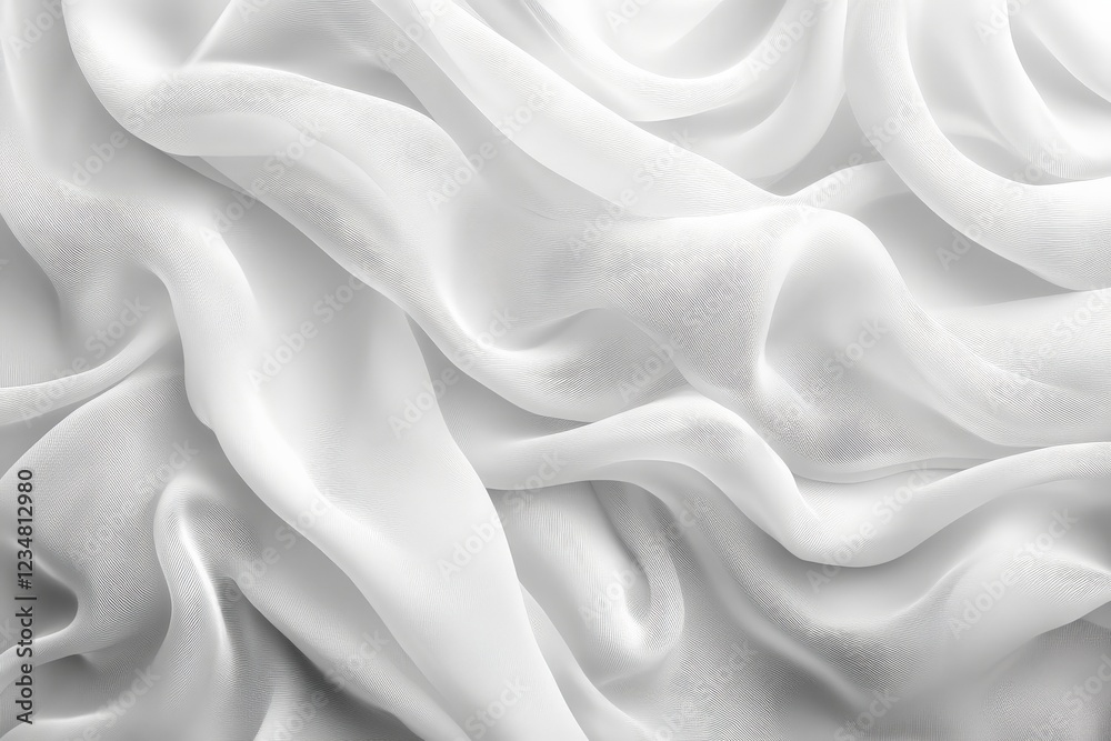 Obraz premium Soft white fabric draped elegantly in gentle folds, displaying textures and light at an indoor location