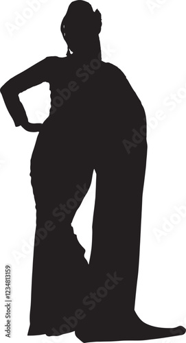 Female ballroom dancer silhouette on a white background. Vector illustration.