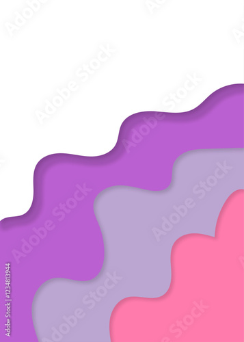 Colorful wavy overlapping layers of papercut background. Bright gradient color texture design. Multicolor gradient layered wave paper background design. Abstract colorful wavy dimension layers.