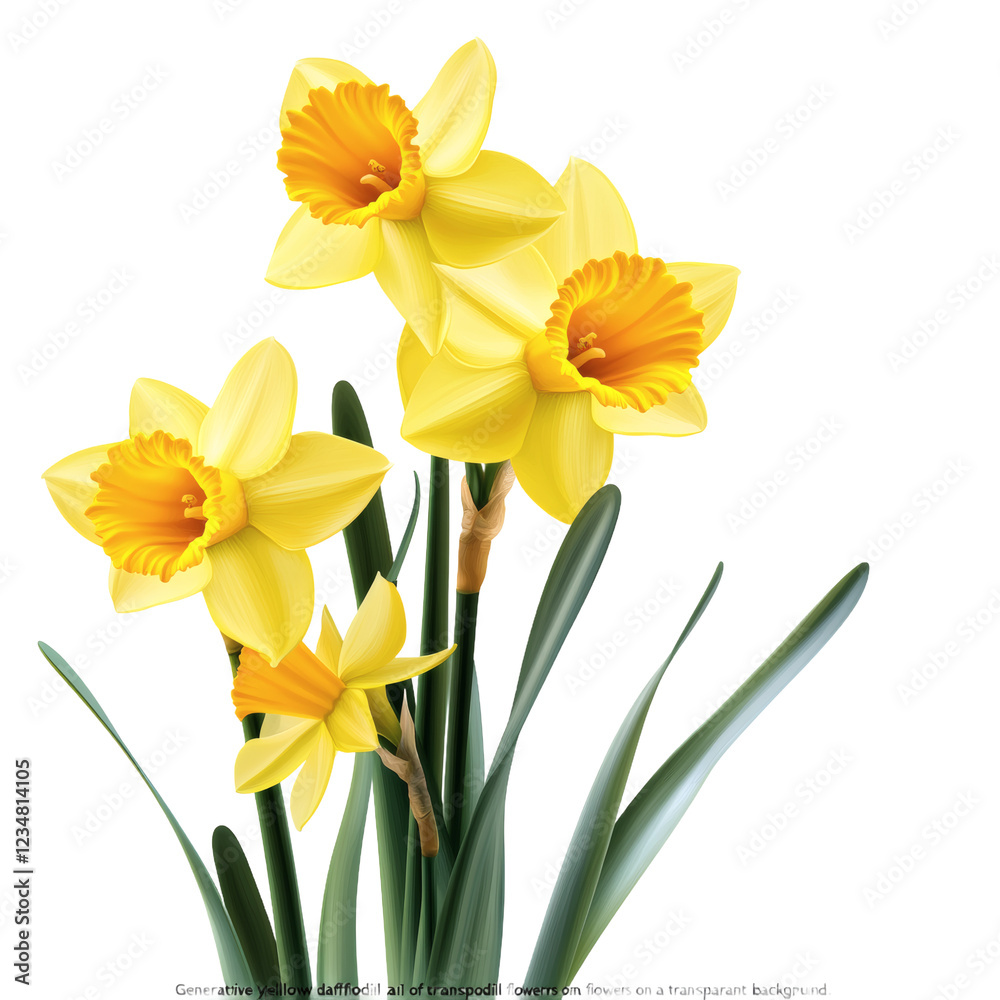 Yellow daffodils on transparent background Yellow daffodils on transparent background