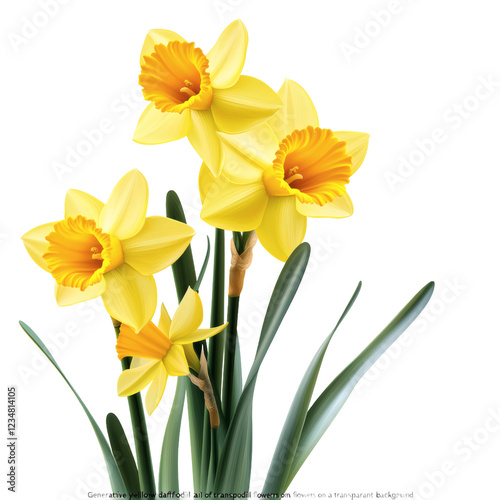 Yellow daffodils on transparent background