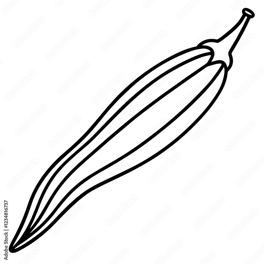 Contemporary Okra One-Line Vector Drawing Contemporary Okra One-Line Vector Drawing