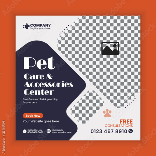 Pet care and grooming Service center Social Media Post Design or Pet Business Facebook and Instagram Post Square Banner Template