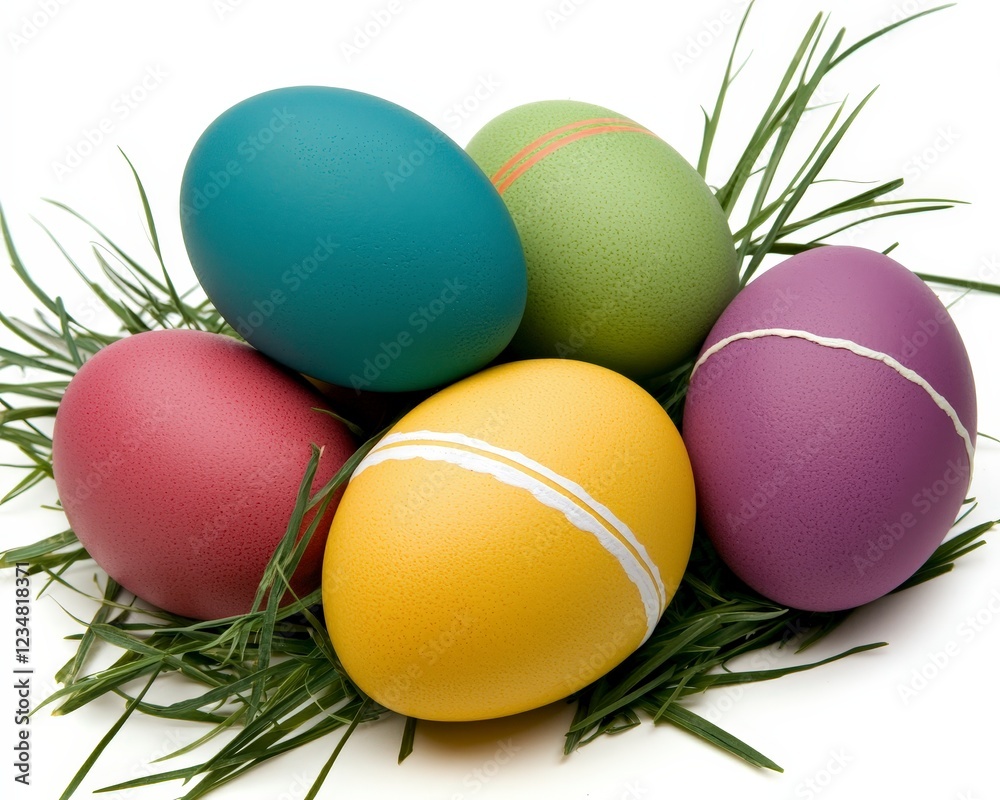 Colorful Easter Eggs Nestled on Fresh Green Grass Decoration Colorful Easter Eggs Nestled on Fresh Green Grass Decoration
