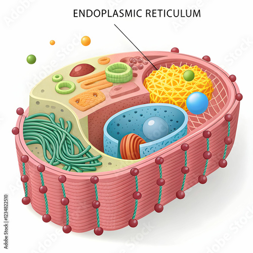 endoplasmic reticulum labeled on white background photo