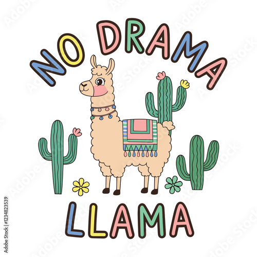 No Drama Llama T Shirt Design Llama in Flower Outfit 