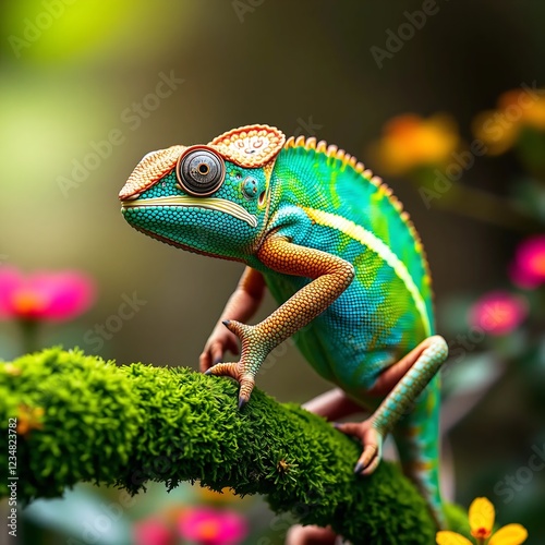 Chameleon on a tree branch