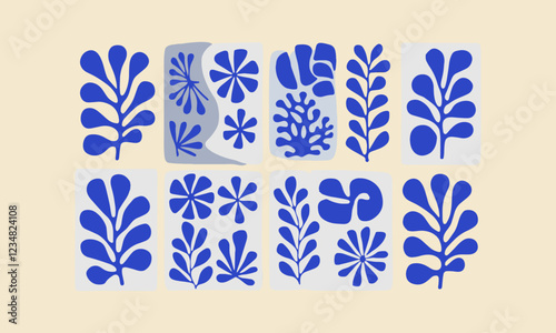 Vector illustration of botanical designs floral and foliage shapes, easily editable.