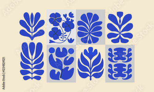 Vector illustration of botanical designs floral and foliage shapes, easily editable.