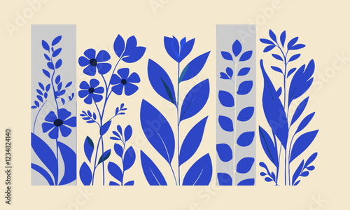 Vector illustration of botanical designs floral and foliage shapes, easily editable.