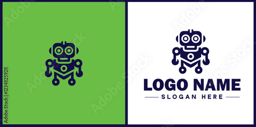 Robotics Company icon Robot manufacturer Automation firm Robotics enterprise flat logo sign symbol editable vector