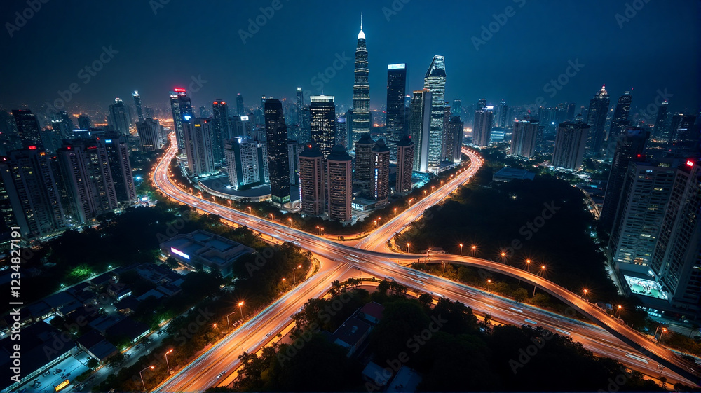 Obraz premium night city skyline