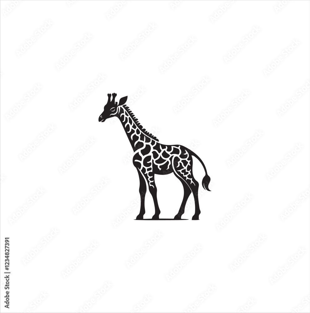 Fototapeta premium Black silhouette giraffe vector