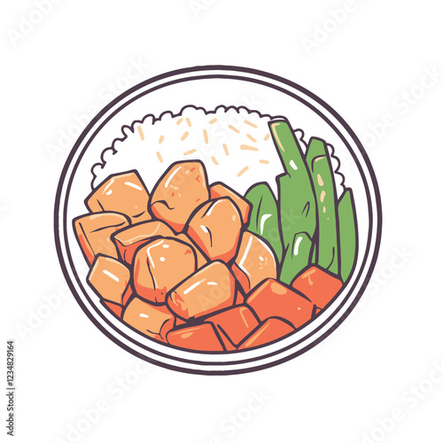 Chinese food chicken and vegetables with rice 