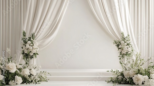 Elegant White Floral Wedding Ceremony Setup