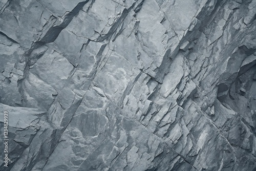 Abstract Monochromatic Close-Up of a Jagged Rock Face Intricate Textures and Layered Stone Patterns in Black and White.