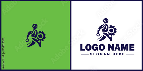 Free Download Robotics Company icon Robot manufacturer Automation firm Robotics enterprise flat logo sign symbol editable vector - GFXLoad