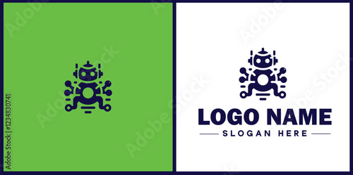 Robotics Company icon Robot manufacturer Automation firm Robotics enterprise flat logo sign symbol editable vector