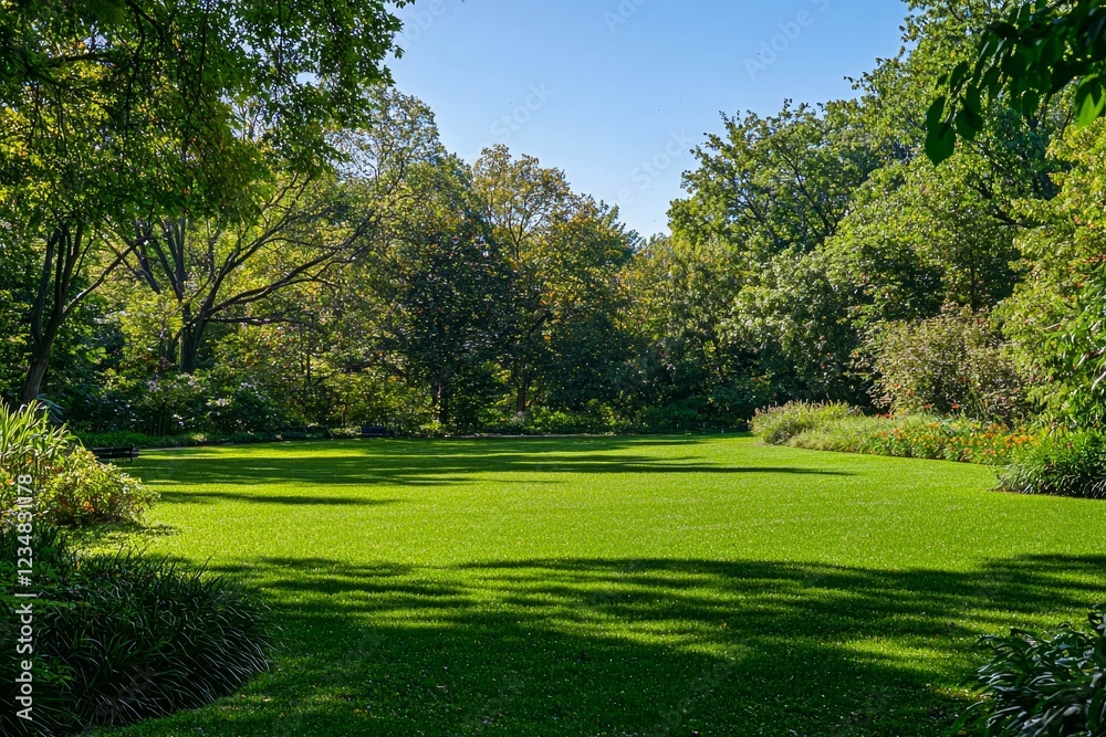 Large blank billboard set in a sunny park, surrounded by lush greenery, clear sky in the background. Large blank billboard set in a sunny park, surrounded by lush greenery, clear sky in the background.