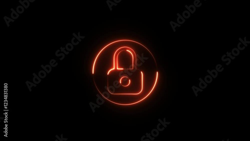 Wallpaper Mural dark color lock animation icon neon glowing privacy security password encryption circle animated on black background Torontodigital.ca