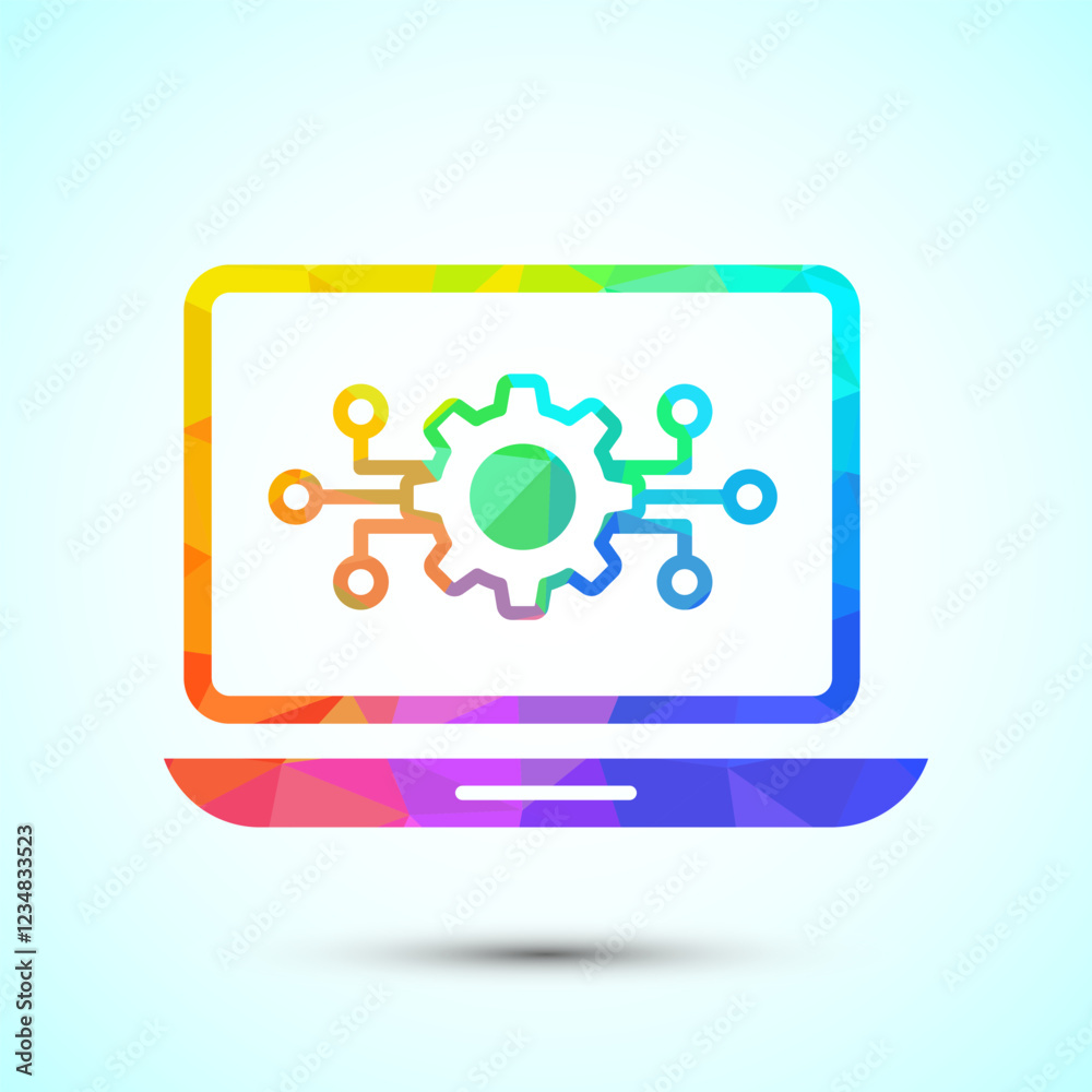 Information technology icon design illustration. Digital tech icon, low poly style Information technology icon design illustration. Digital tech icon, low poly style