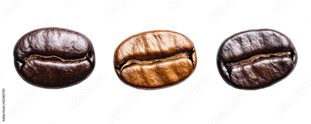 Obraz premium Rich coffee beans in various shades, showcasing their unique textures and colors