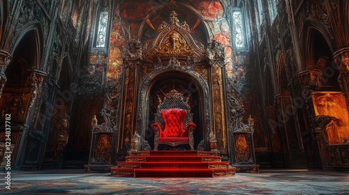 red throne at the majestic throne room photo