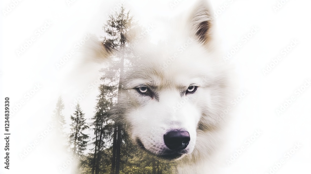 Fototapeta premium Double exposure dog portrait
