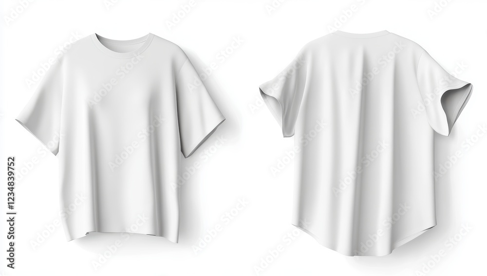 3D realistic dark white T-shirt, front and back view, isolated on a white background 3D realistic dark white T-shirt, front and back view, isolated on a white background