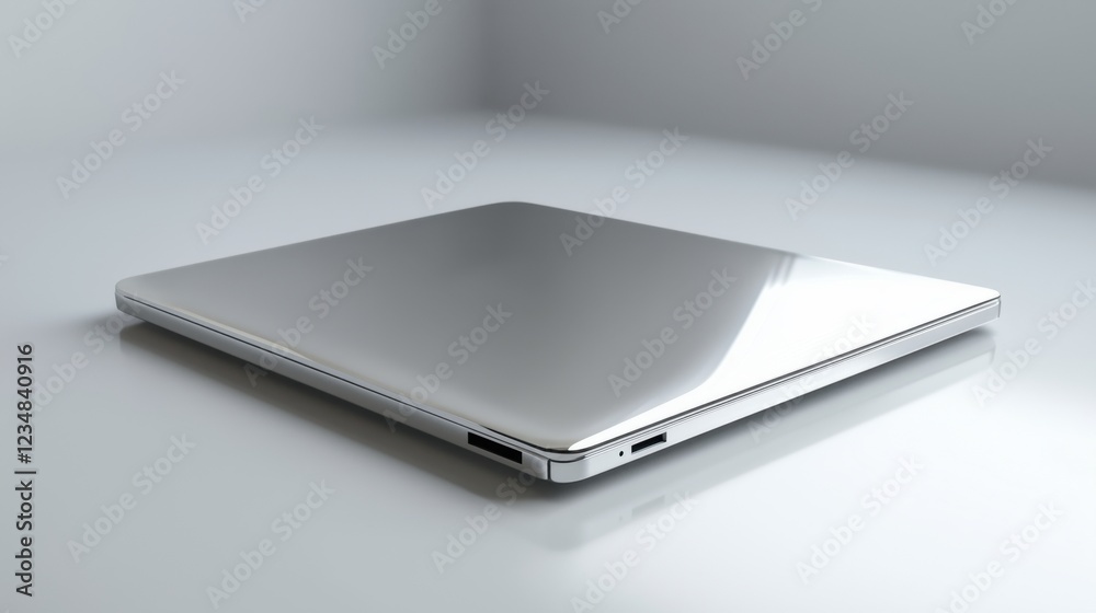 Sleek silver laptop resting on a smooth surface in a well-lit room during daytime Sleek silver laptop resting on a smooth surface in a well-lit room during daytime