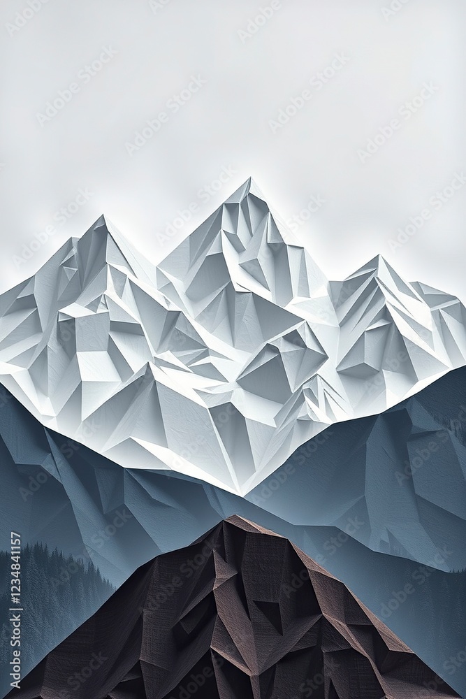 Abstract Low Poly Mountain Landscape Art Print Abstract Low Poly Mountain Landscape Art Print