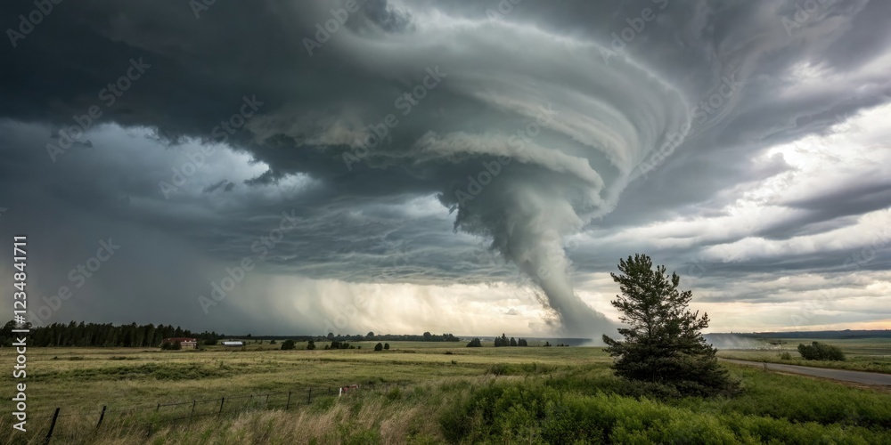 A swirling vortex of cumulonimbus clouds, thunderstorm, dark skies A swirling vortex of cumulonimbus clouds, thunderstorm, dark skies