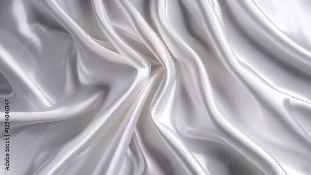 Obraz premium White Abstract Background with Elegant White Silk Satin, Featuring Fluid, Smooth Textures and Subtle Shimmer for a Refined, Luxurious, and Contemporary Visual Aesthetic