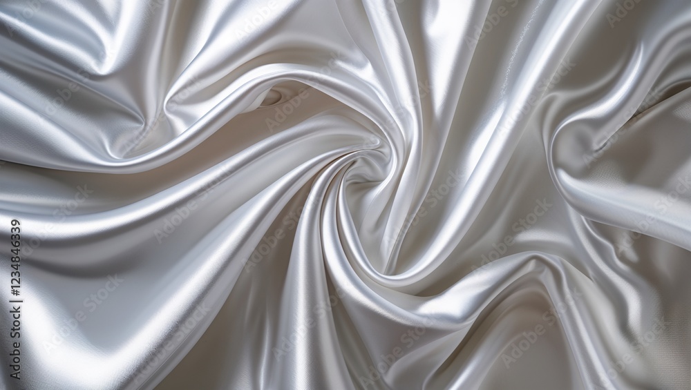 Fototapeta premium Elegant White Abstract Background with Silk Satin Texture, Featuring Smooth Flowing Lines and Soft Glows, Creating a Refined and Luxurious Aesthetic for a Sophisticated Visual Experience
