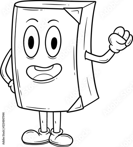 cute book character cartoon outline