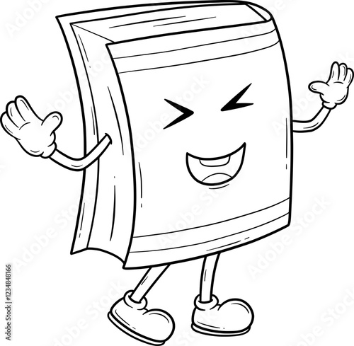 cute book character cartoon outline