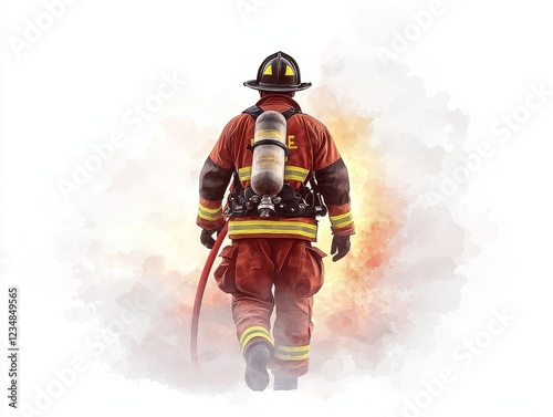 Brave firefighter in full protective gear, ready to confront danger firefighter