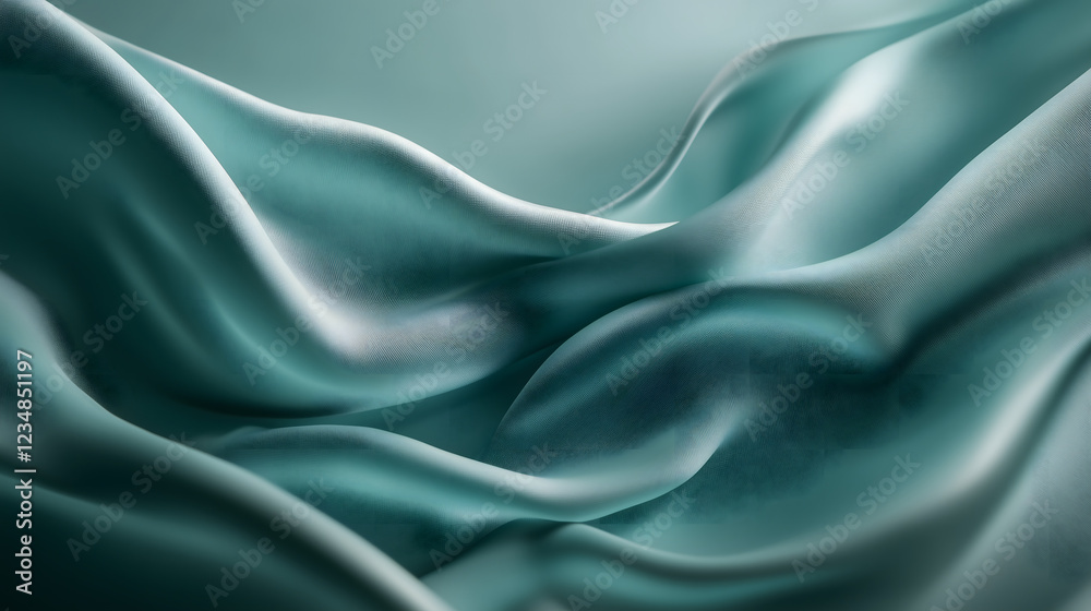 Obraz premium Turquoise silky fabric with gentle folds