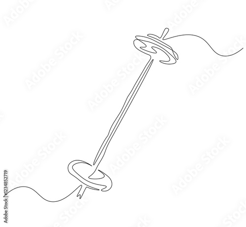 Barbell continuous line. Continuous one line drawing barbell for exercise. Gym, fitness concept. Single line drawing