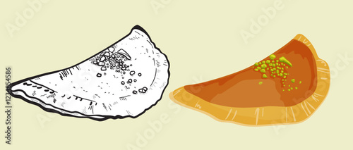 qatayef,Traditional dessert for Ramadan. Vector illustration.