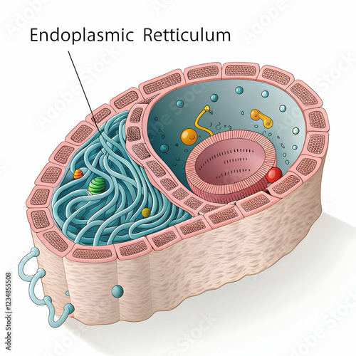 endoplasmic reticulum labeled on white background photo