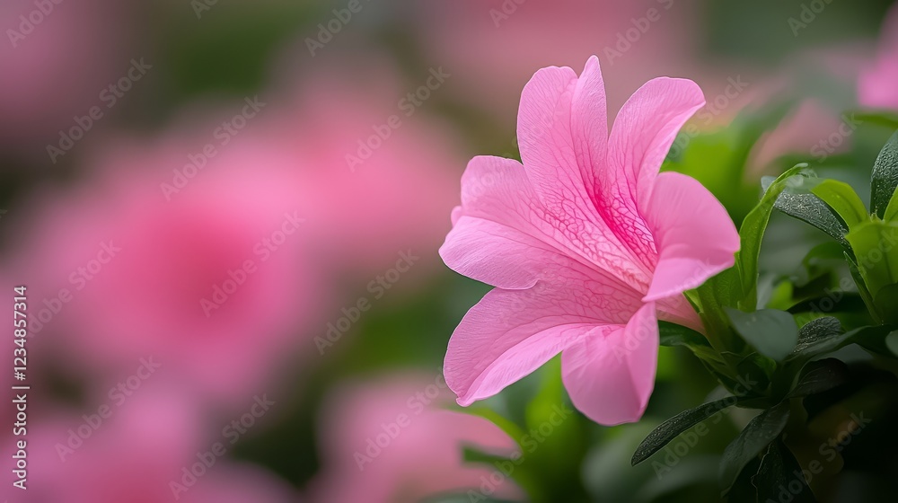 Vibrant pink flower blossom in lush green foliage, a closeup view of nature's beauty Vibrant pink flower blossom in lush green foliage, a closeup view of nature's beauty