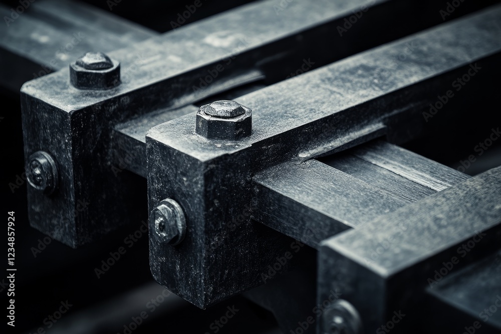 Close-Up of Rusty Metal Bolts and Structural Beams in Industrial Setting Close-Up of Rusty Metal Bolts and Structural Beams in Industrial Setting