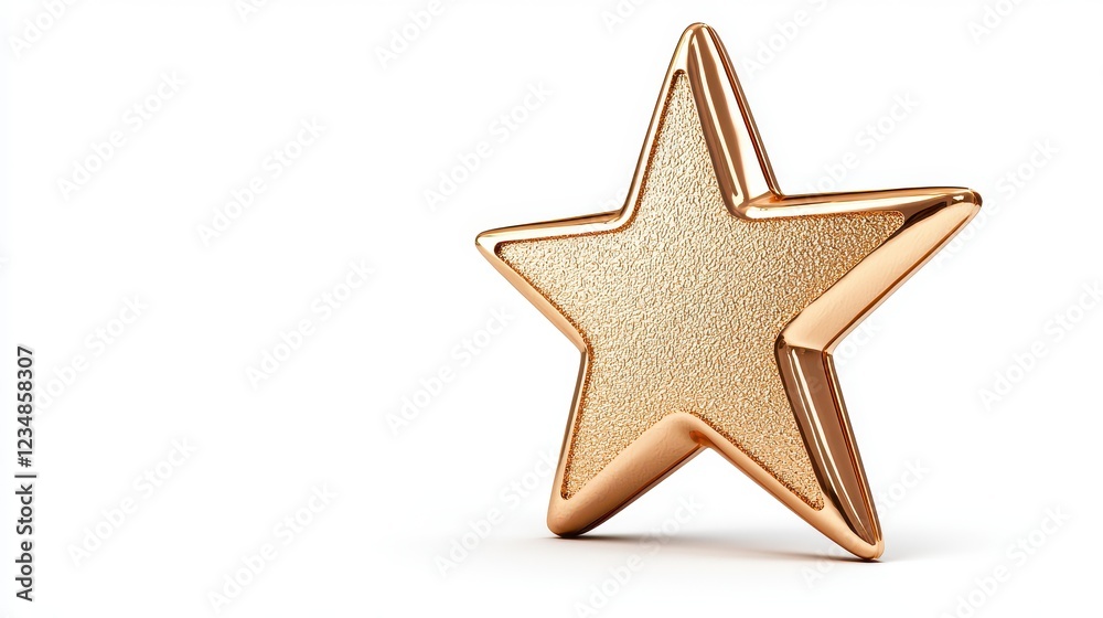 Golden Glitter Star On White Background Golden Glitter Star On White Background