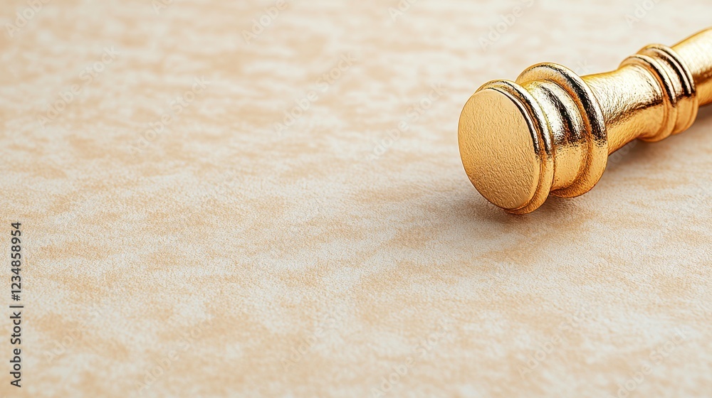 Golden Ornate Column on Beige Textured Surface Golden Ornate Column on Beige Textured Surface