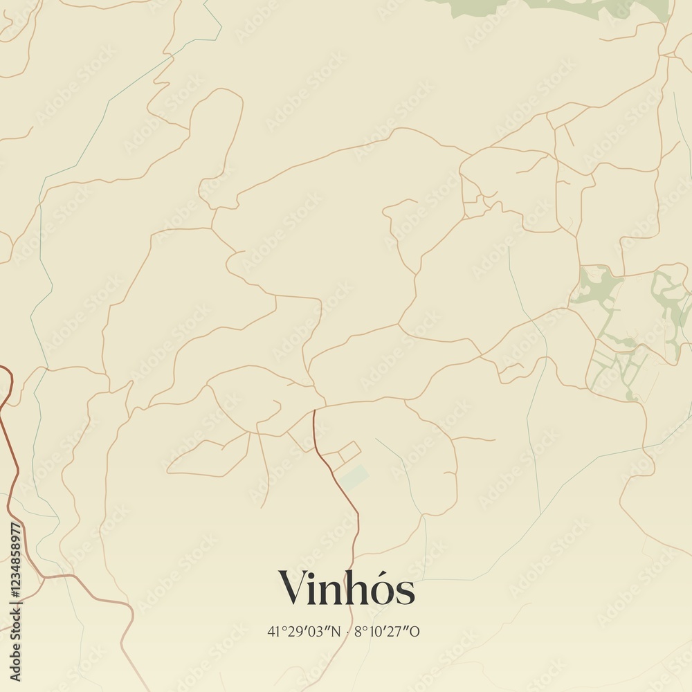 Fototapeta premium Vintage map of Vinh�s, Portugal. 
